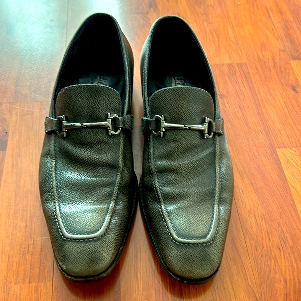 Steel leather Ferragamo Loafers size 10.5